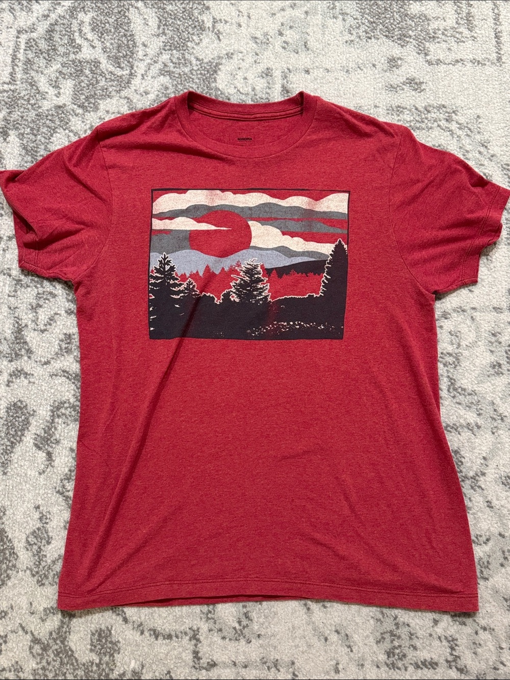 Sonoma Men's Red Graphic Crewneck T-Shirt